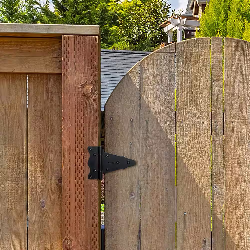 NUVO IRON 6 in. x 6 in. Black Galvanized Steel Tee Hinge (2-Pack)