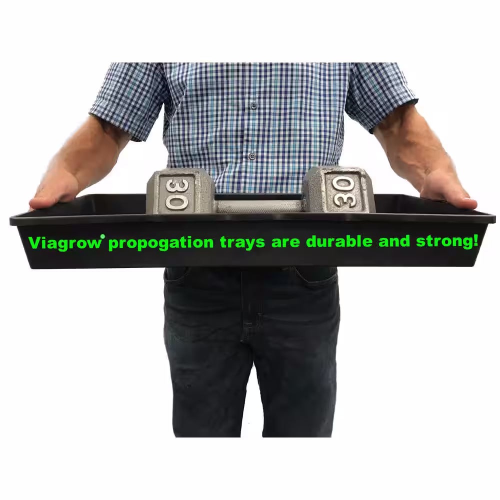 Viagrow 11 in. x 22 in. Tall Clear Plastic Dome Dual Tray Kit with 2 Domes, 2 Std. Flats (2) 72 Cell Inserts and Dual Heat Mat