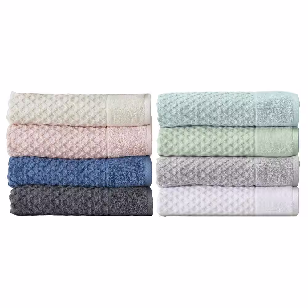FRESHFOLDS Beige Solid 100% Cotton Textured Bath Towel (Set of 4)
