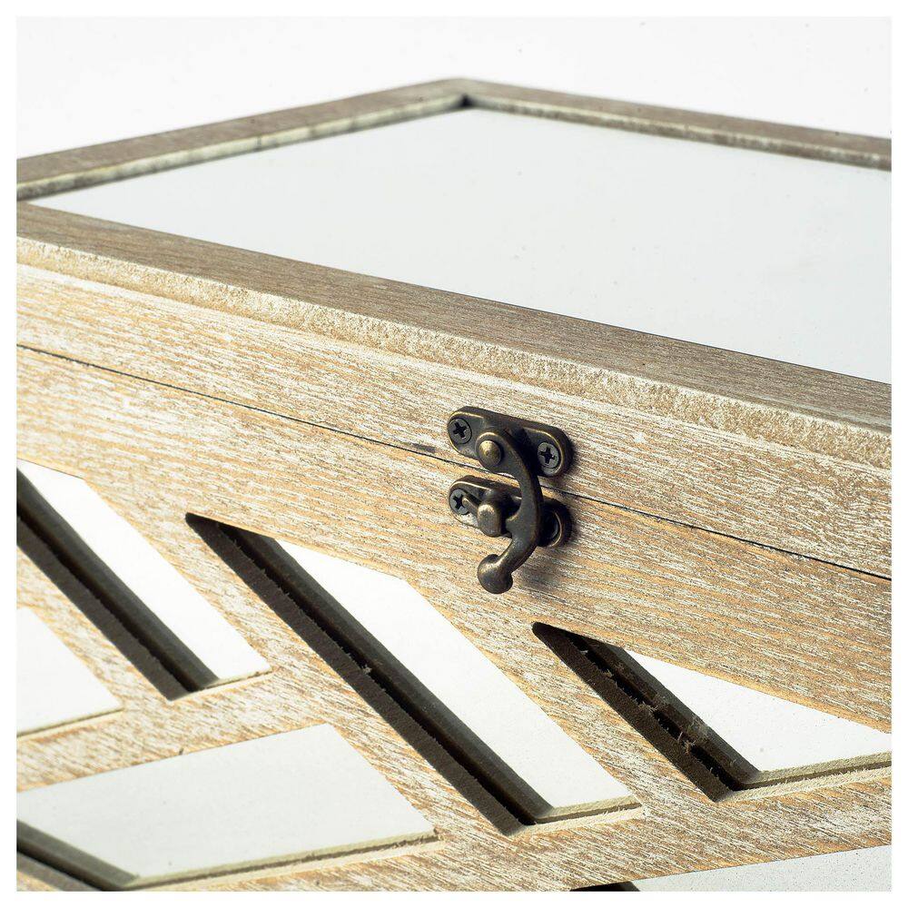 Mercana Tiffany Off-White Wooden w/Mirror Inlay Chevron Boxes (Set of 2)