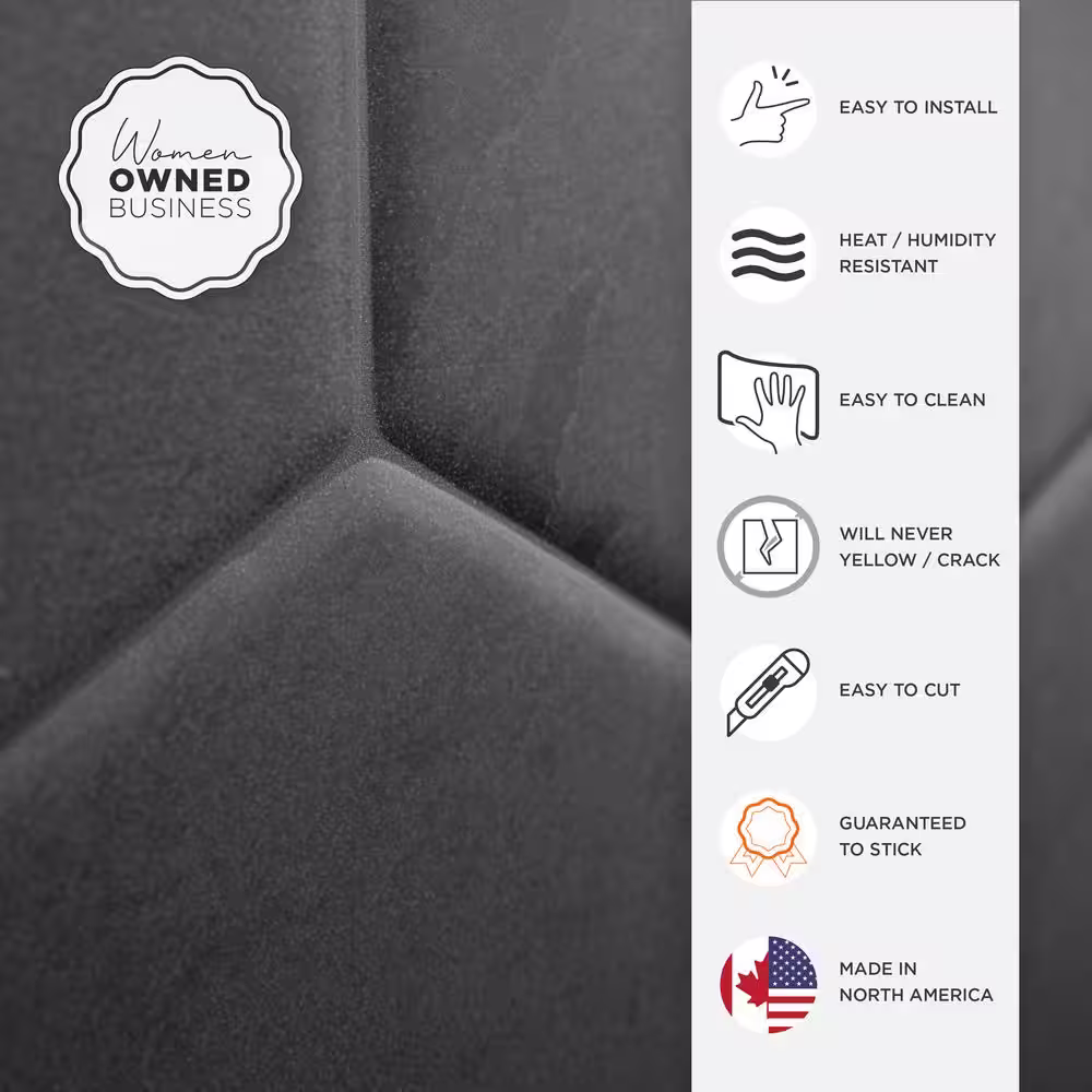 smart tiles Hexa Walton Dark Grey 9.56 in. x 10.61 in. Vinyl Peel and Stick Tile (1.96 sq. ft./4-Pack)