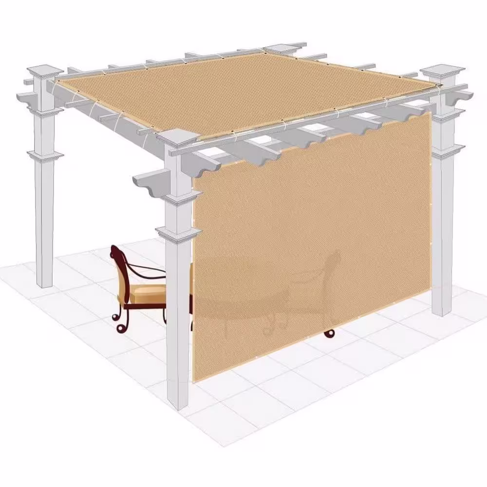 Shatex Outdoor Pergola Shade Cover Canopy for Patio Privacy Shade Screen Panel with Grommets on 2 Sidesï¼?2'x20', Beige