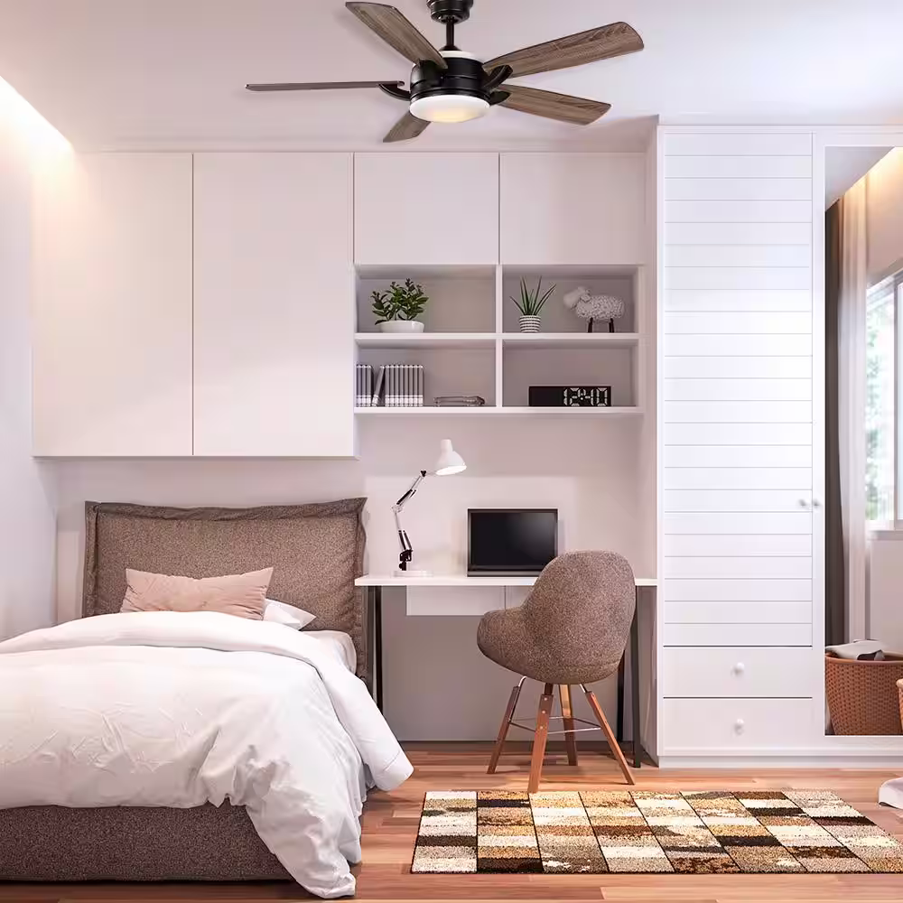 Home Decorators Collection Colemont 52 in. Integrated LED Matte Black Ceiling Fan with Light and Remote Control