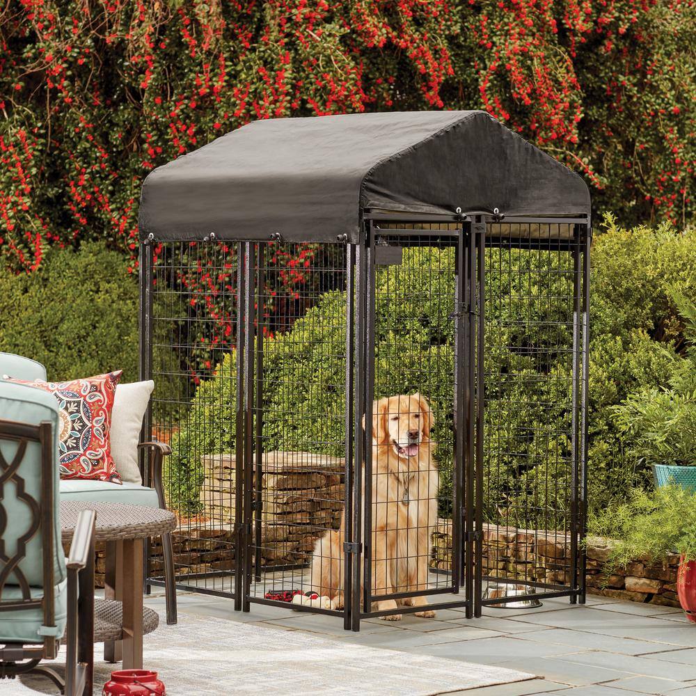 None 4 ft. x 4 ft. x 6 ft. Black Replacement Vinyl Roof for Pet Kennel