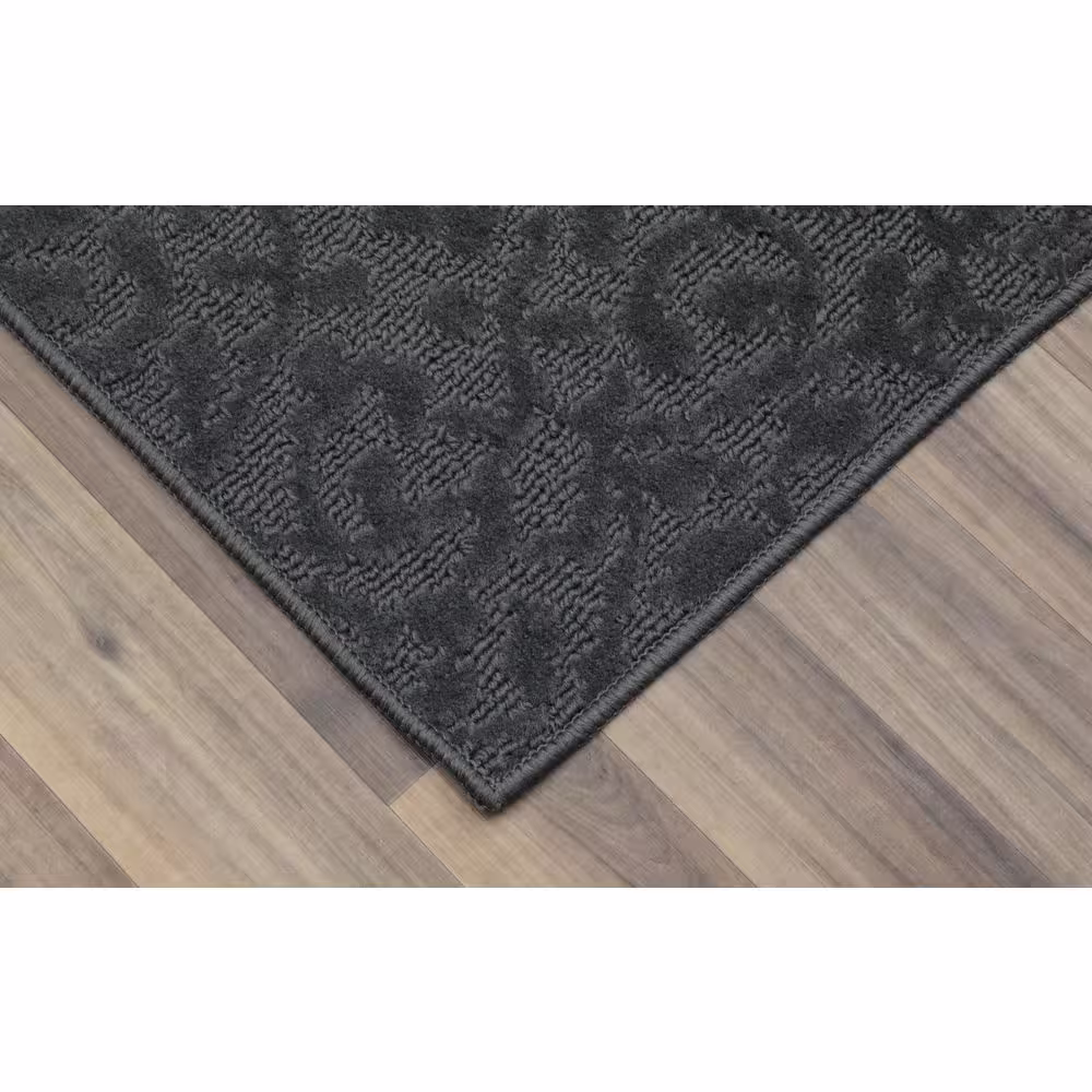 Garland Rug Ivy Cinder Gray 3 ft. x 12 ft. Floral Runner Rug