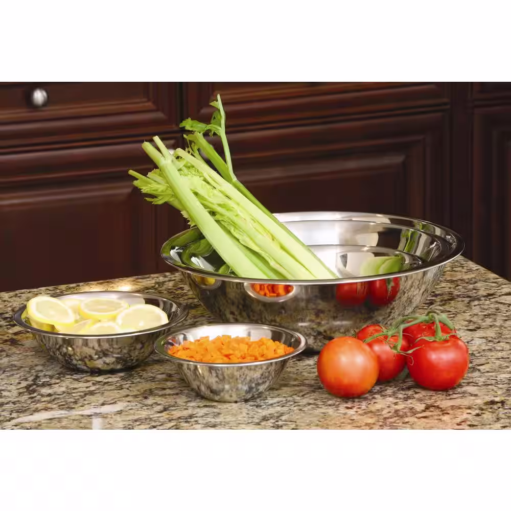 None 6 qt. Wide Rimmed Mirror Polish Stainless Mixing Bowl
