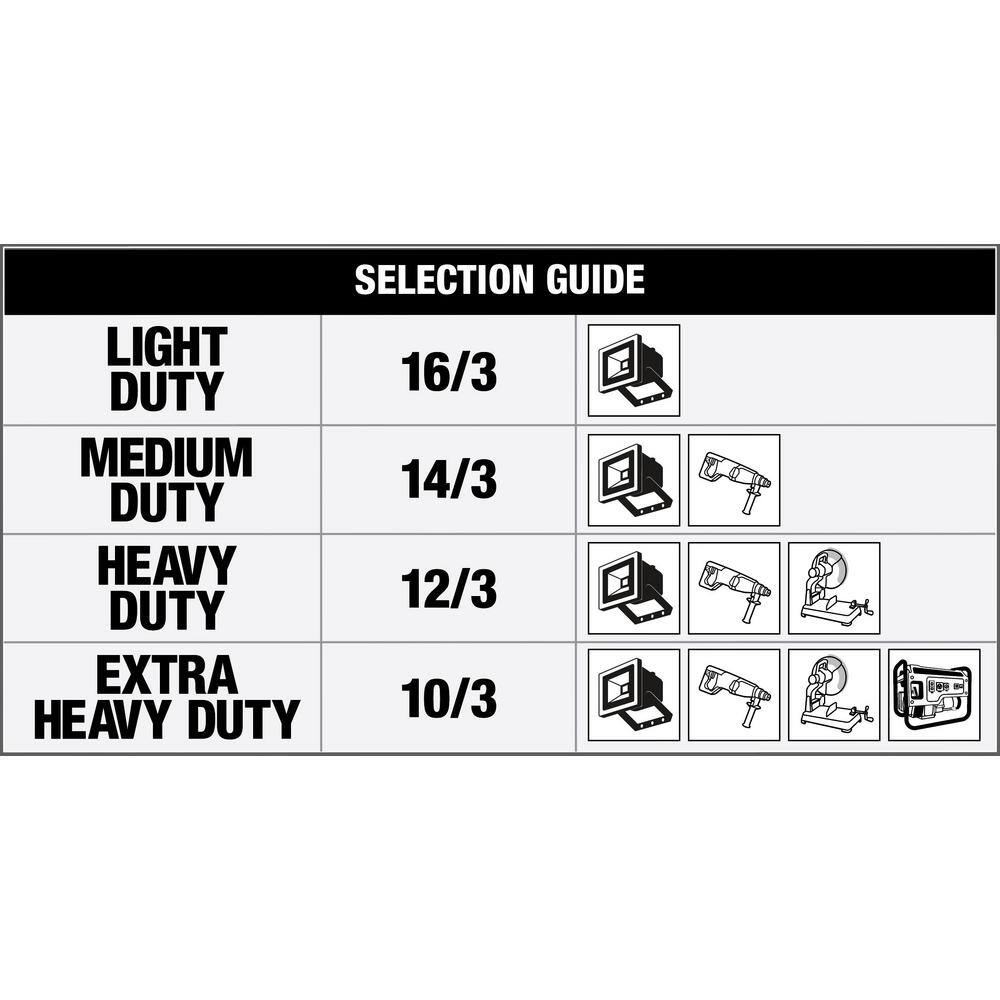 Southwire 50 ft. 16/3 SJTW Cold Weather Outdoor Light-Duty Extension Cord with Lighted End