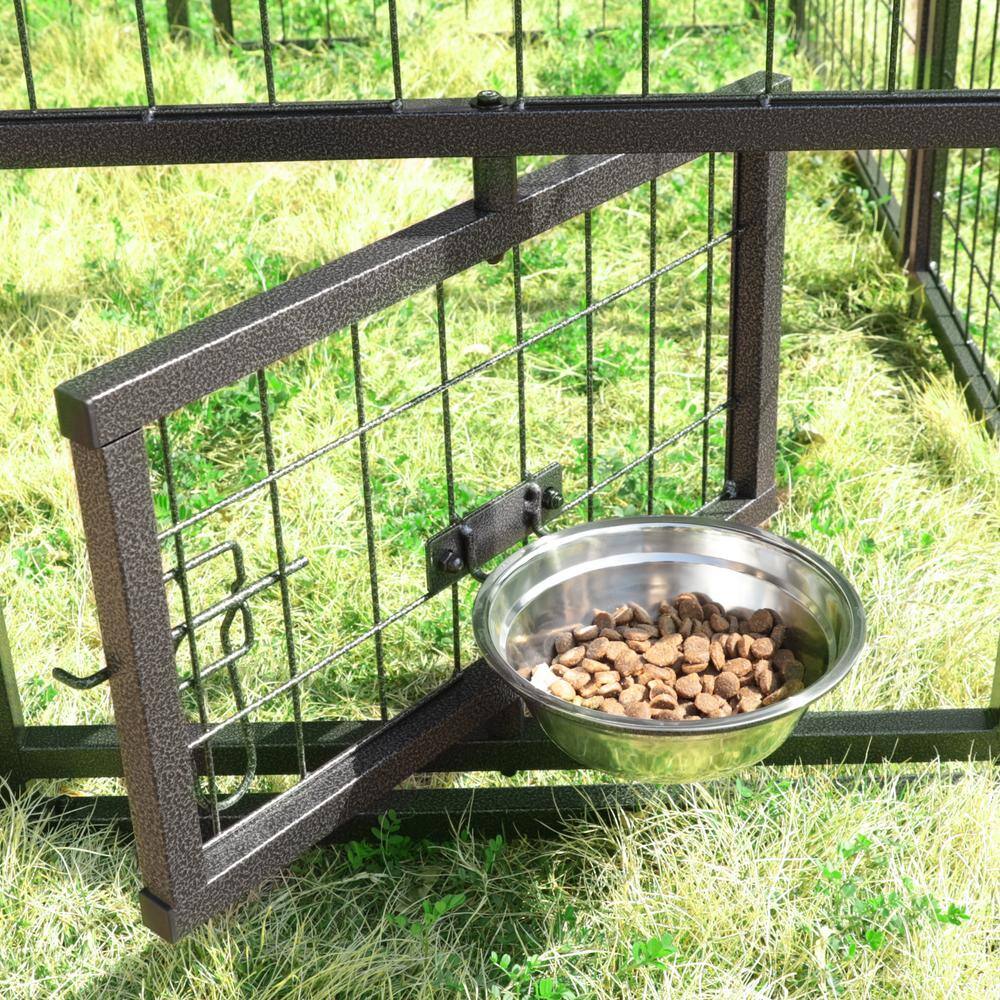 VEIKOUS 4.5 ft. x 4.5 ft. Outdoor Dog Kennel Fence with Rotating Feeding Door and Cover, Coverage Area 0. 0005-Acre