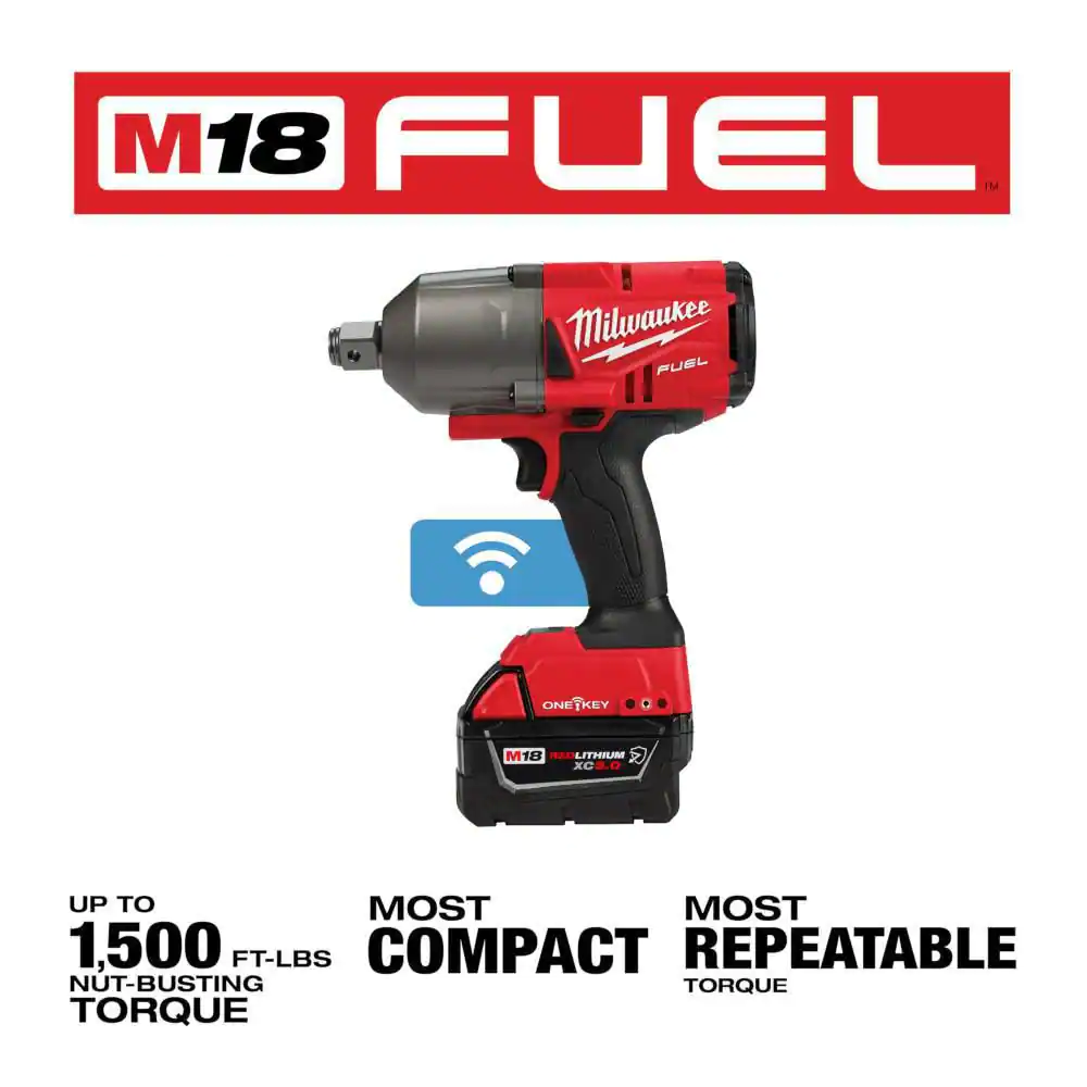 Milwaukee M18 FUEL ONE-KEY 18V Li-Ion Brushless Cordless 3/4 in. High-Torque Impact Wrench with Friction Ring, Resistant Batteries