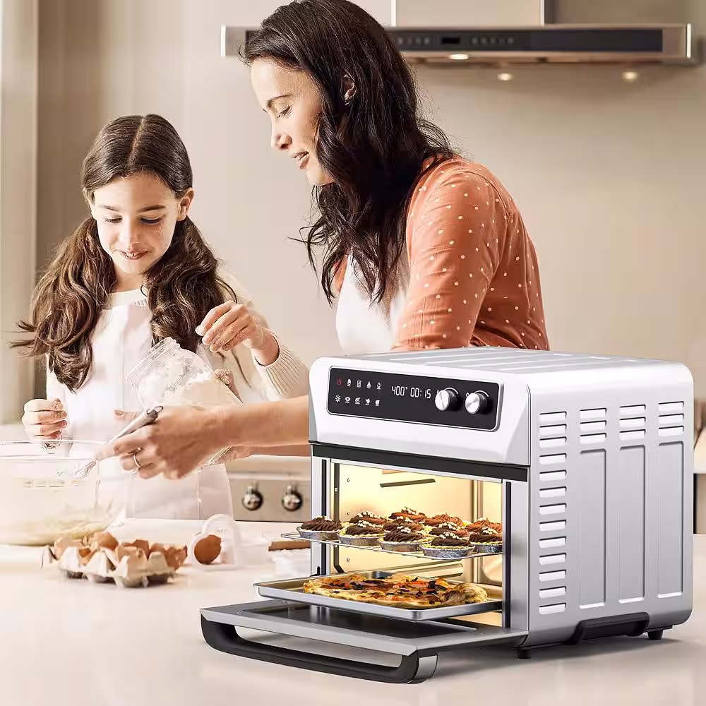 Costway 21 qt. Silver Convection Air Fryer Toaster Oven 8-in-1 w/5 Accessories and Recipe