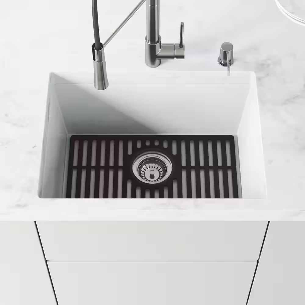 VIGO 19 in. Silicone Kitchen Sink Protective Bottom Grid For Single Basin Sink in Matte Black