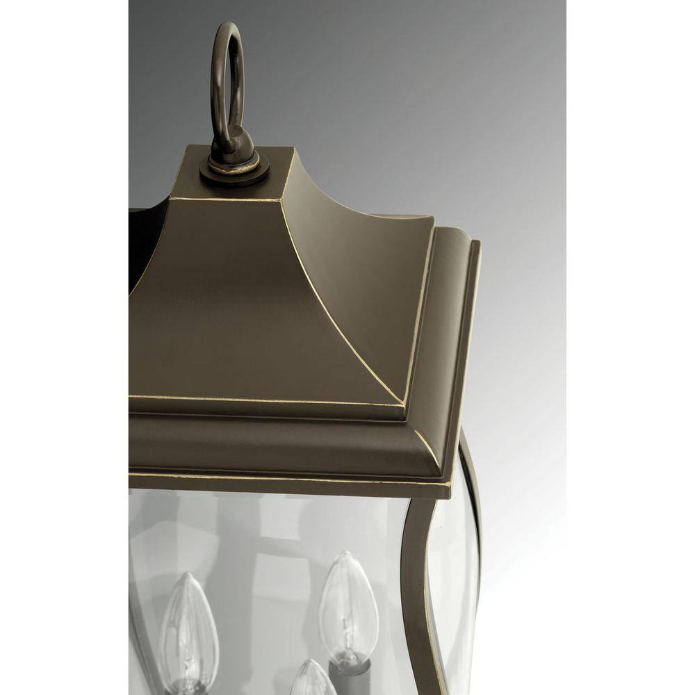 Progress Lighting Township Collection 3-Light Oil Rubbed Bronze Clear Beveled Glass New Traditional Outdoor Hanging Lantern Light
