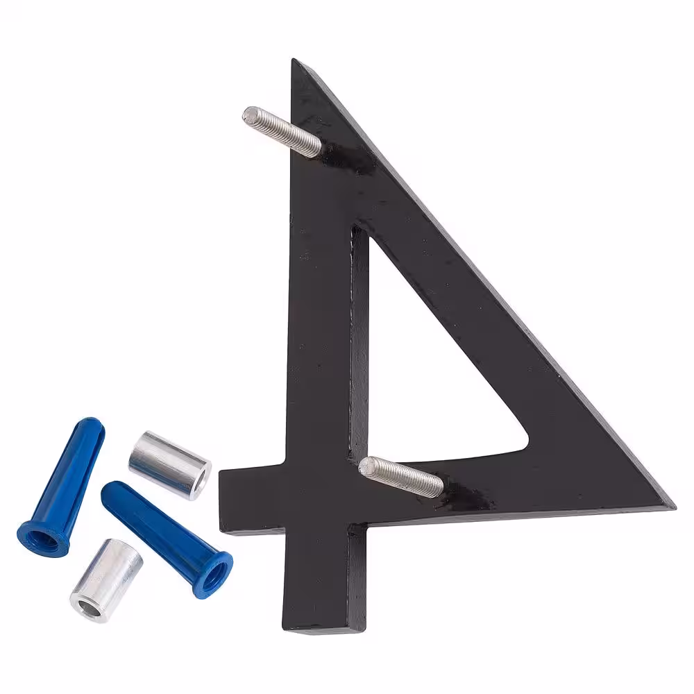 Montague Metal Products 16 in. Satin Nickel/Black 2-Tone Aluminum Floating or Flat Modern House Number 4