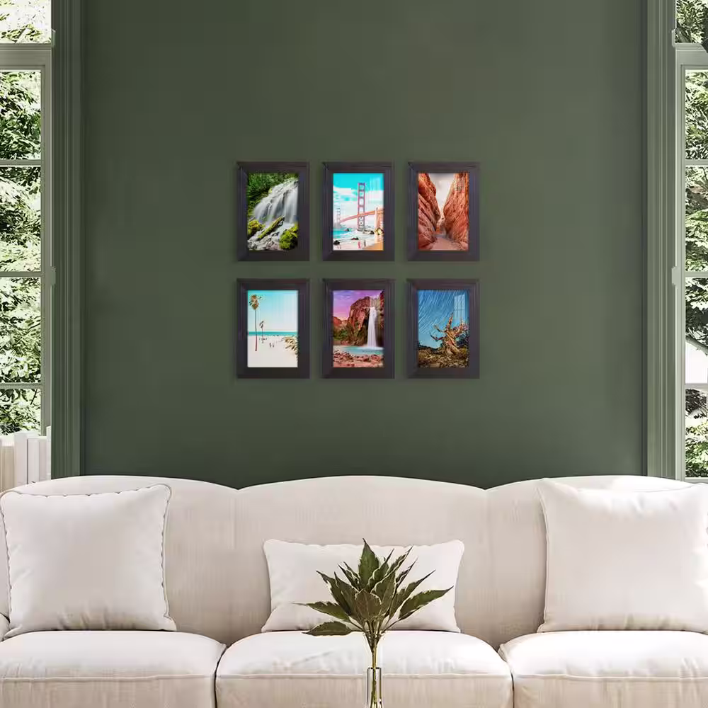 None Textured 5 in. x 7 in. Black Picture Frame (Set of 6)