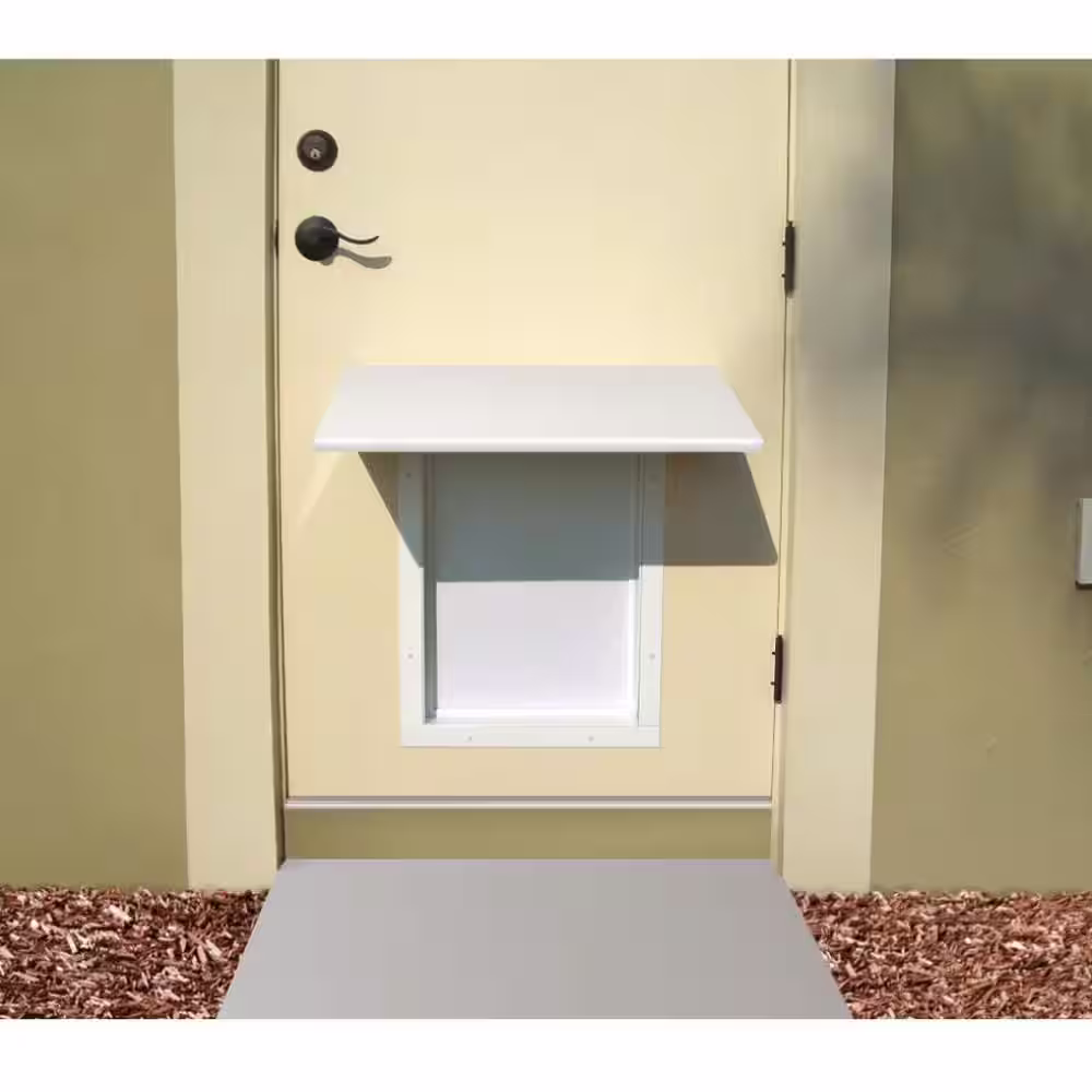 PlexiDor Performance Pet Doors 16 in x 12 in. Plexidor Awning Medium White Pet Door