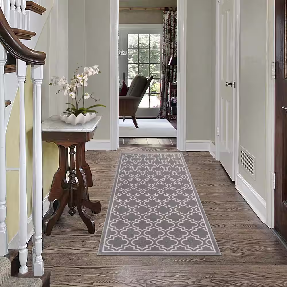 TrafficMaster Trellis Grey 2 ft. x 5 ft. Accent Rug