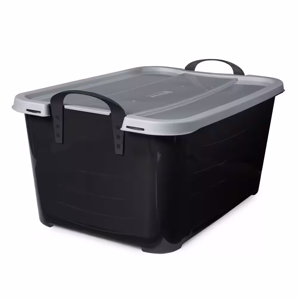 Life Story 55 Qt Stackable Home Organization Lidded Storage Container in Black, (6 Pack)