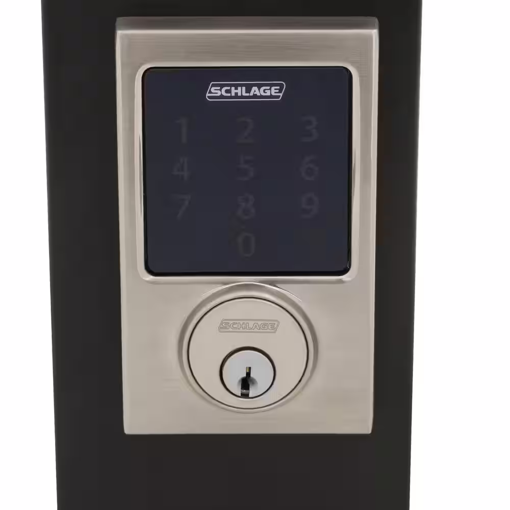 Schlage Century Satin Nickel Electronic Connect Smart Deadbolt with Alarm - Z-Wave Enabled