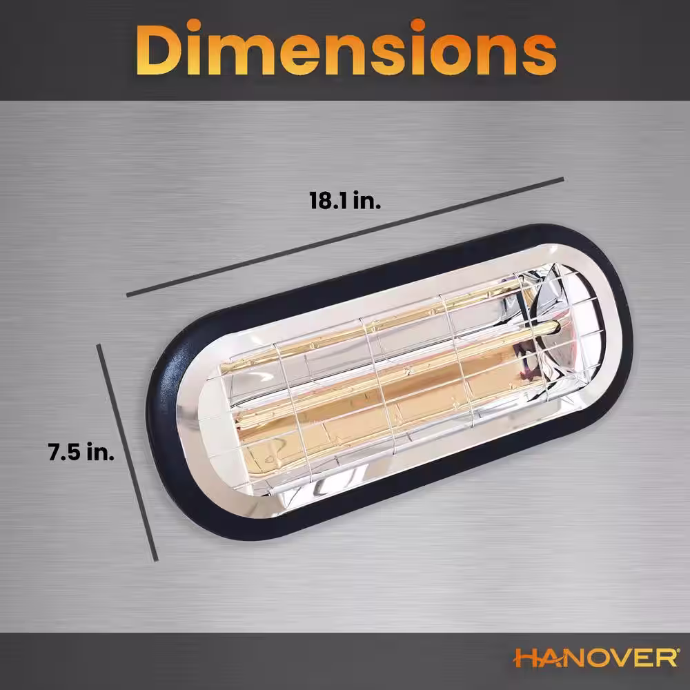Hanover 1500-Watt Infrared Electric Patio Heater for Hanging or Mounting in Black