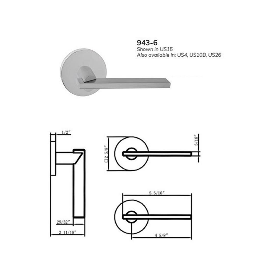 None Bravura Raleigh 943-6 Privacy (Bed/Bath) Door Lever Privacy Oil Rubbed Bronze w/ round trim