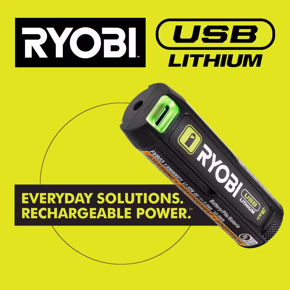 RYOBI USB Lithium Glue Pen Kit with 2.0 Ah USB Lithium Battery and Charging Cable