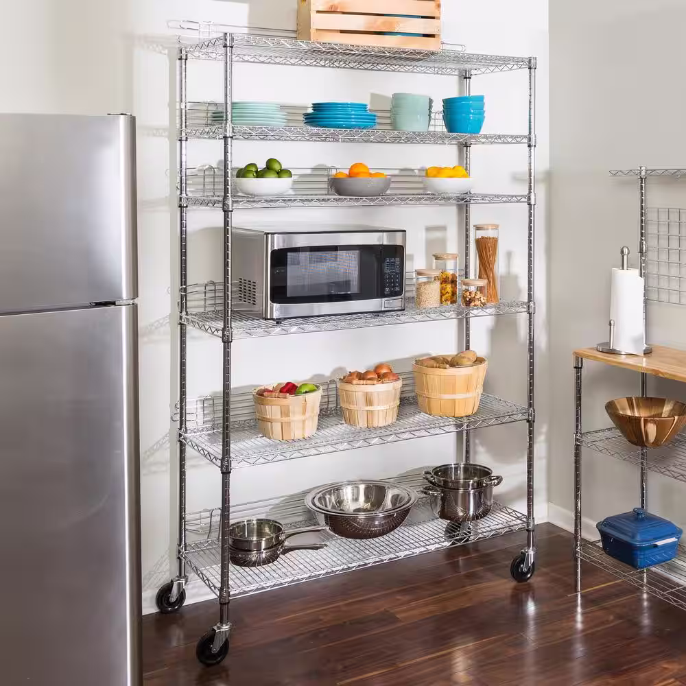 Honey-Can-Do Chrome 6-Tier Heavy Duty Adjustable Steel Garage Storage Shelving Unit (48 in. W x 72 in. H x 18 in. D)