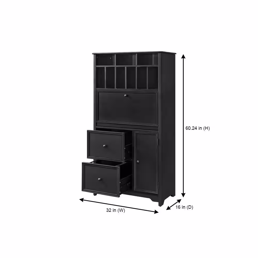 Home Decorators Collection Bradstone 32 in. Charcoal Black Secretary Desk