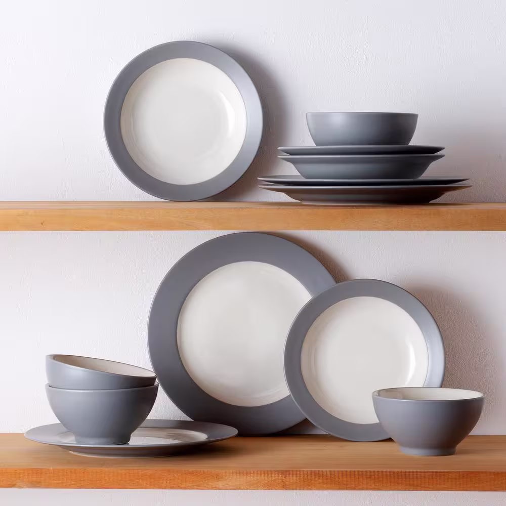 Noritake Colorwave Slate Stoneware 12-Piece Rim Set, Service For 4