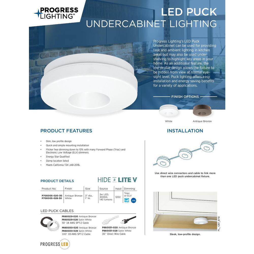 Progress Lighting LED Puck Cable
