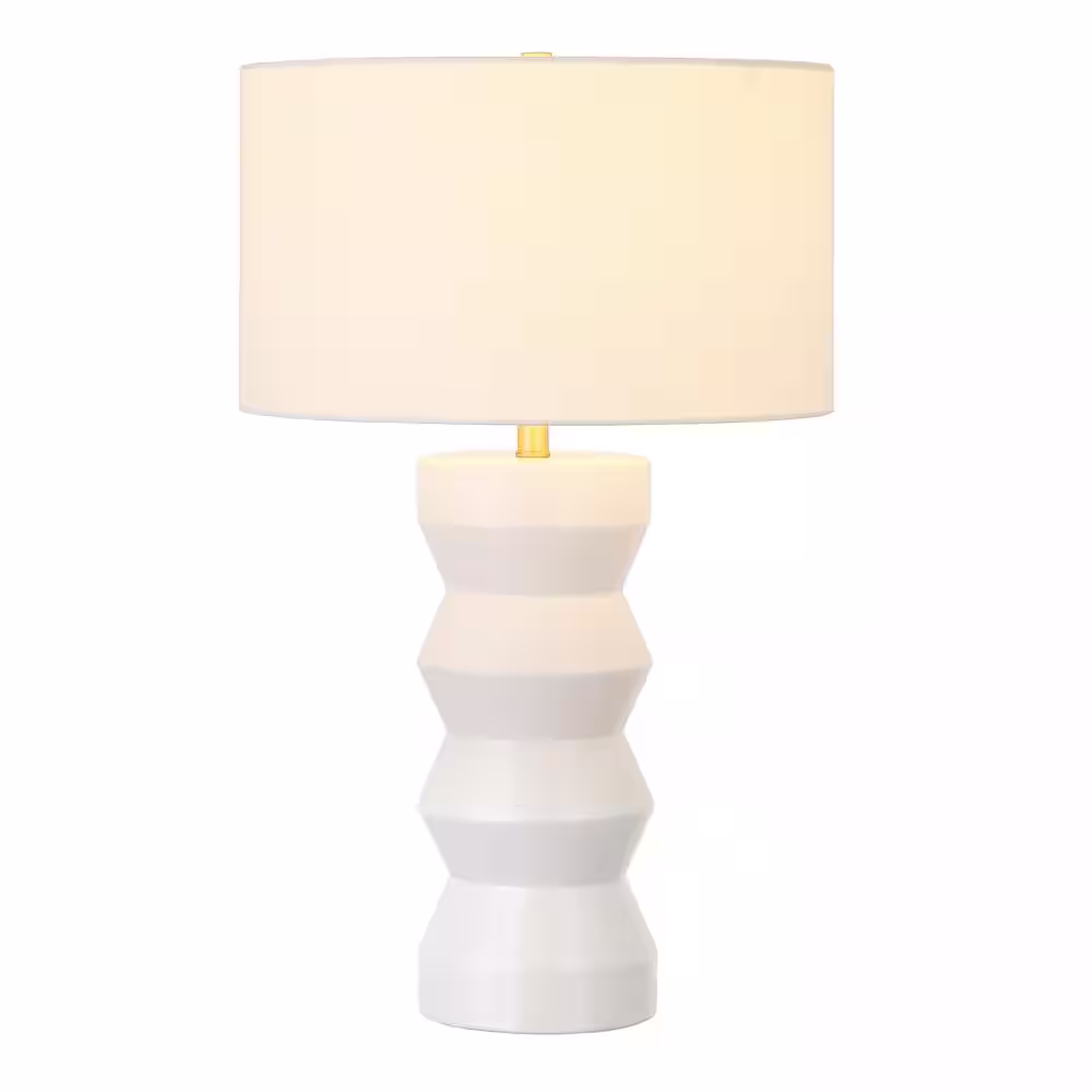 Meyer&Cross Carlin 26.5 in. Matte White Ribbed Ceramic Table Lamp
