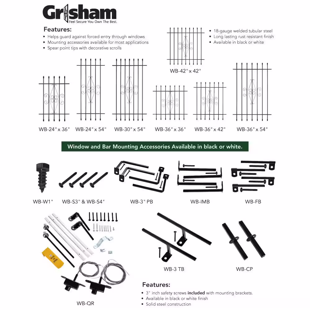 Grisham 4 in. One-Way Screws for Security Bar Window Guard (4-Pack)