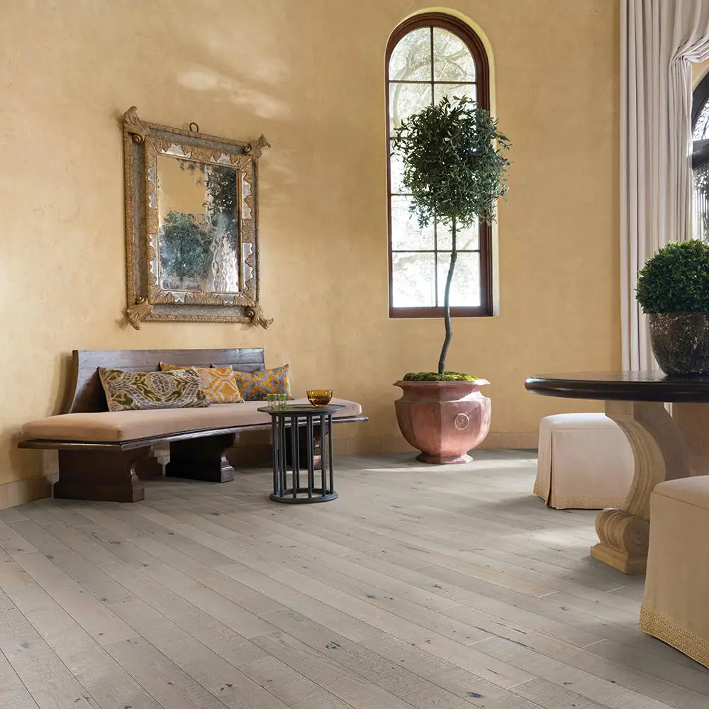 Malibu Wide Plank Pebble Beach French Oak 3/4 in. T x 5 in. W Water Resistant Distressed Solid Hardwood Flooring (22.6 sq. ft./case)