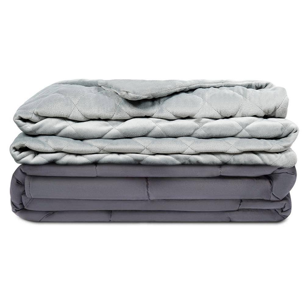 Gymax 48 in. x 72 in. 20 lbs. Queen/King Size Weighted Blanket Soft Cotton Quilt with Carrying Bag