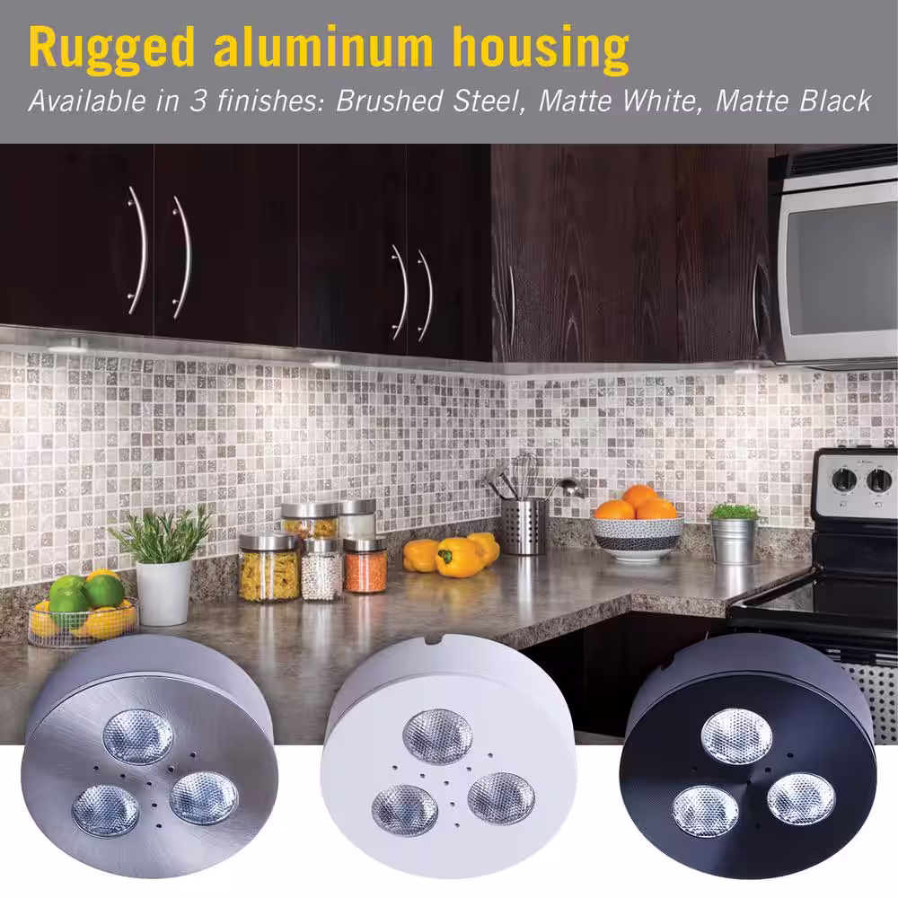 Armacost Lighting Pro-Grade Black LED Satin Bright White Dimmable Puck Light/Recessed Downlight