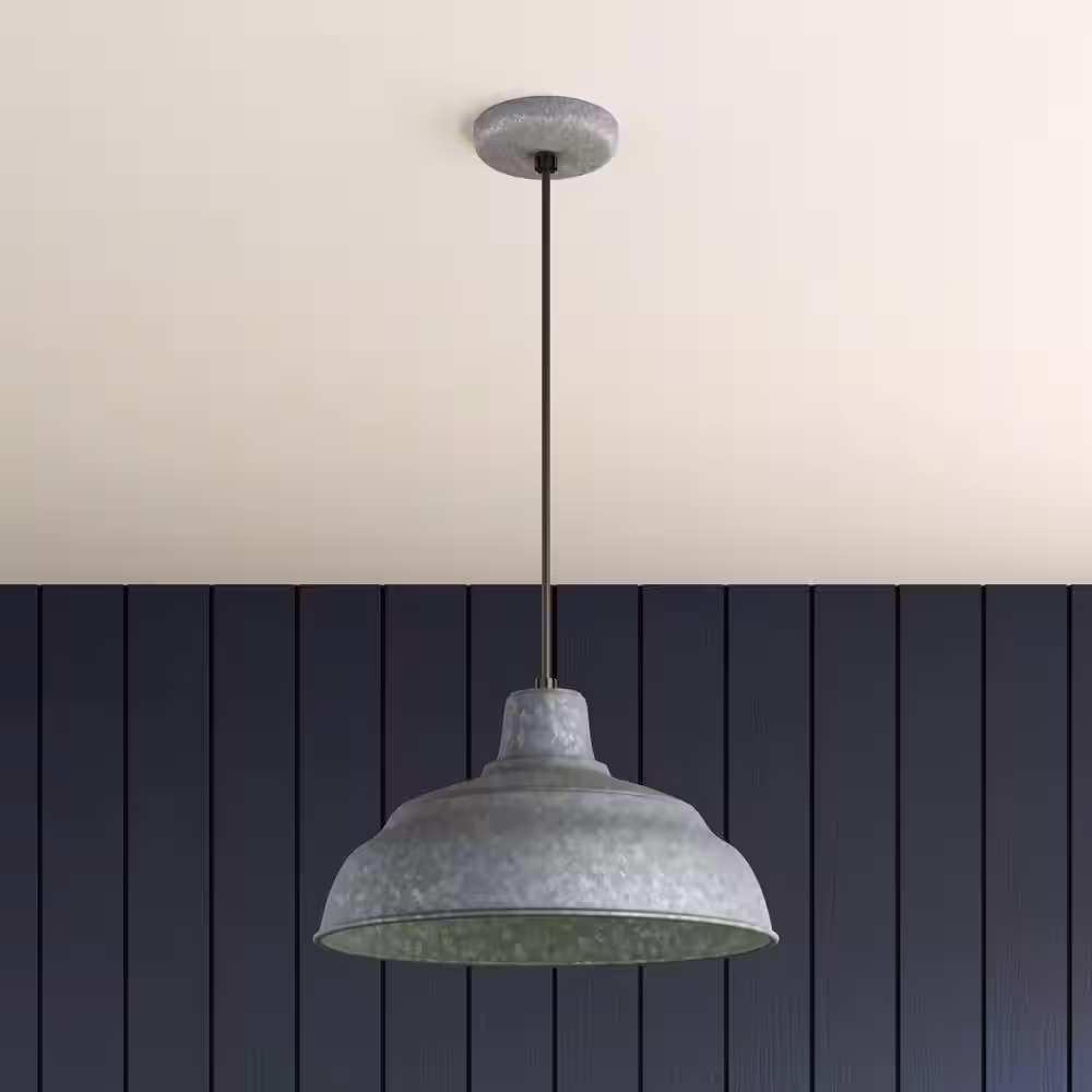 Millennium Lighting 15 in. 1-Light Galvanized Warehouse/Cord Hung