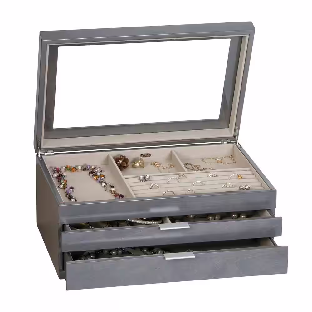 Mele & Co Misty Oceanside Grey Wooden Jewelry Box