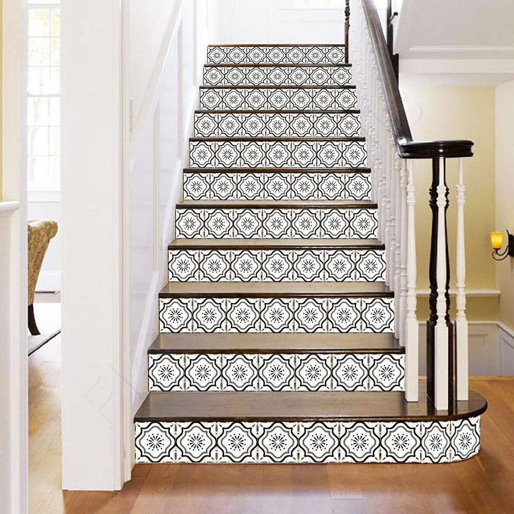 None Black and Grey B5 4.5 in. x 4.5 in. Vinyl Peel and Stick Tile (24 Tiles, 3.37 sq.ft./Pack)