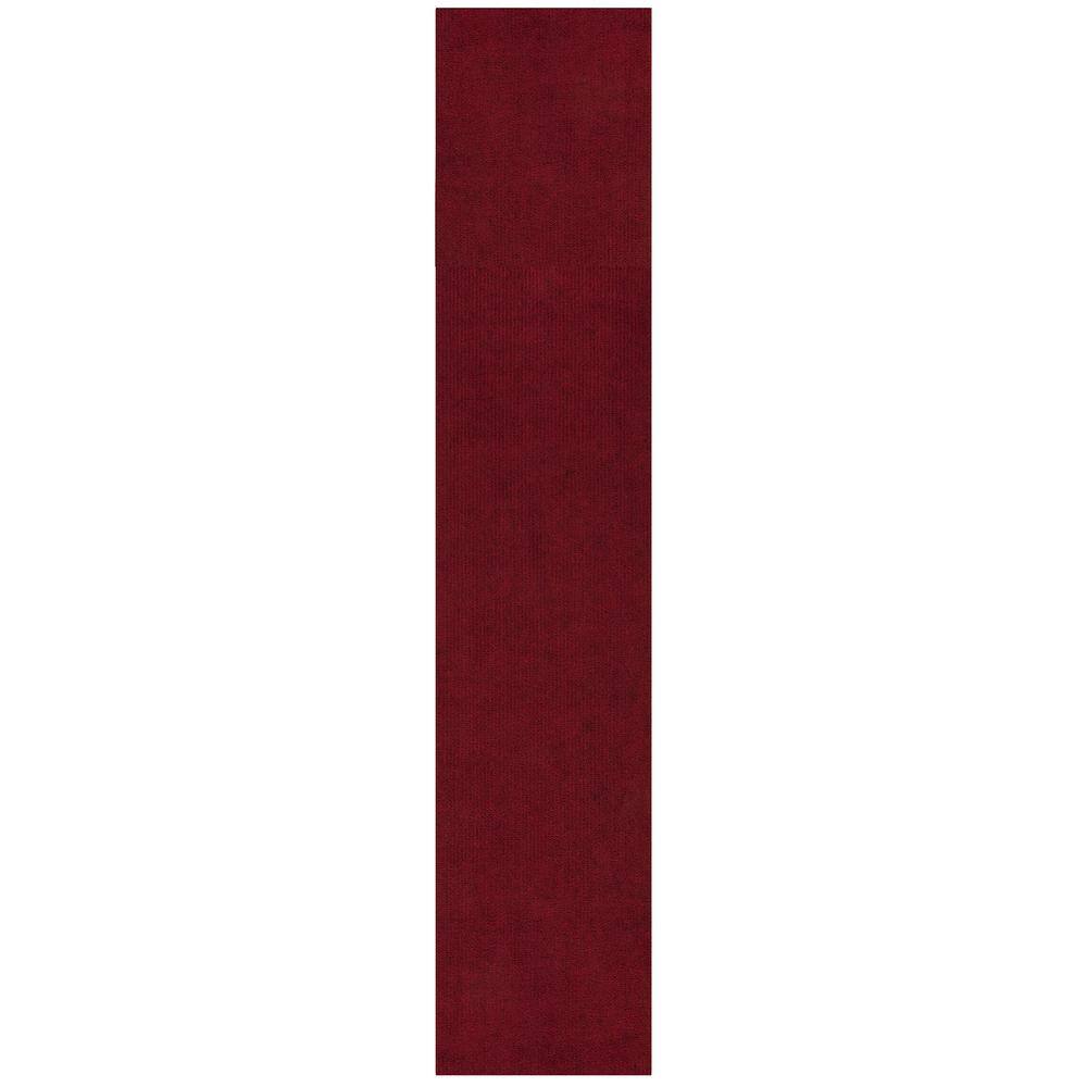 Sweet Home Stores Ribbed Waterproof Non-Slip Rubber Back Solid Runner Rug 2 ft. W x 27 ft. L Red Polyester Garage Flooring