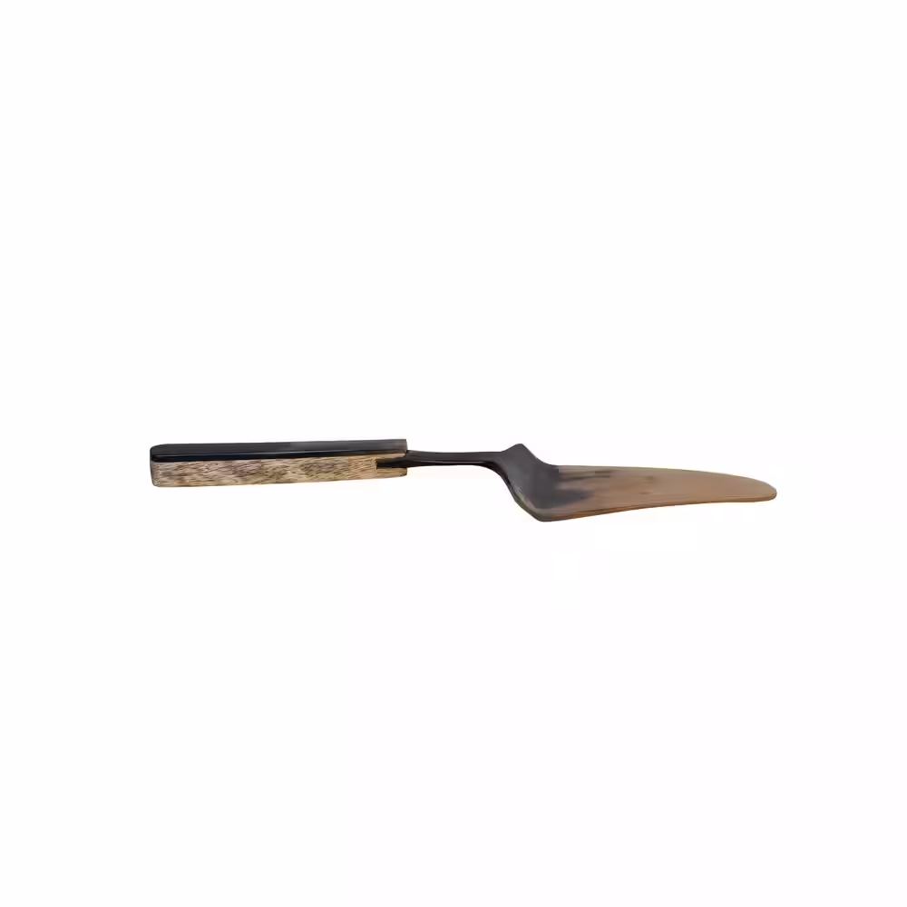 None 1-Piece Horn Cake Server with Mango Wood Handle Flatware Specialty