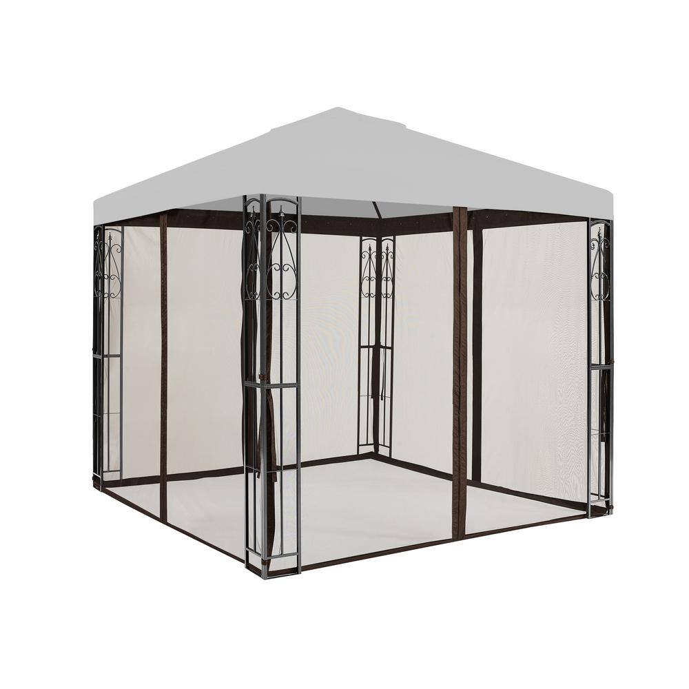 APEX GARDEN Universal 8 ft. x 8 ft. Mosquito Netting for Gazebo Replacement in Brown