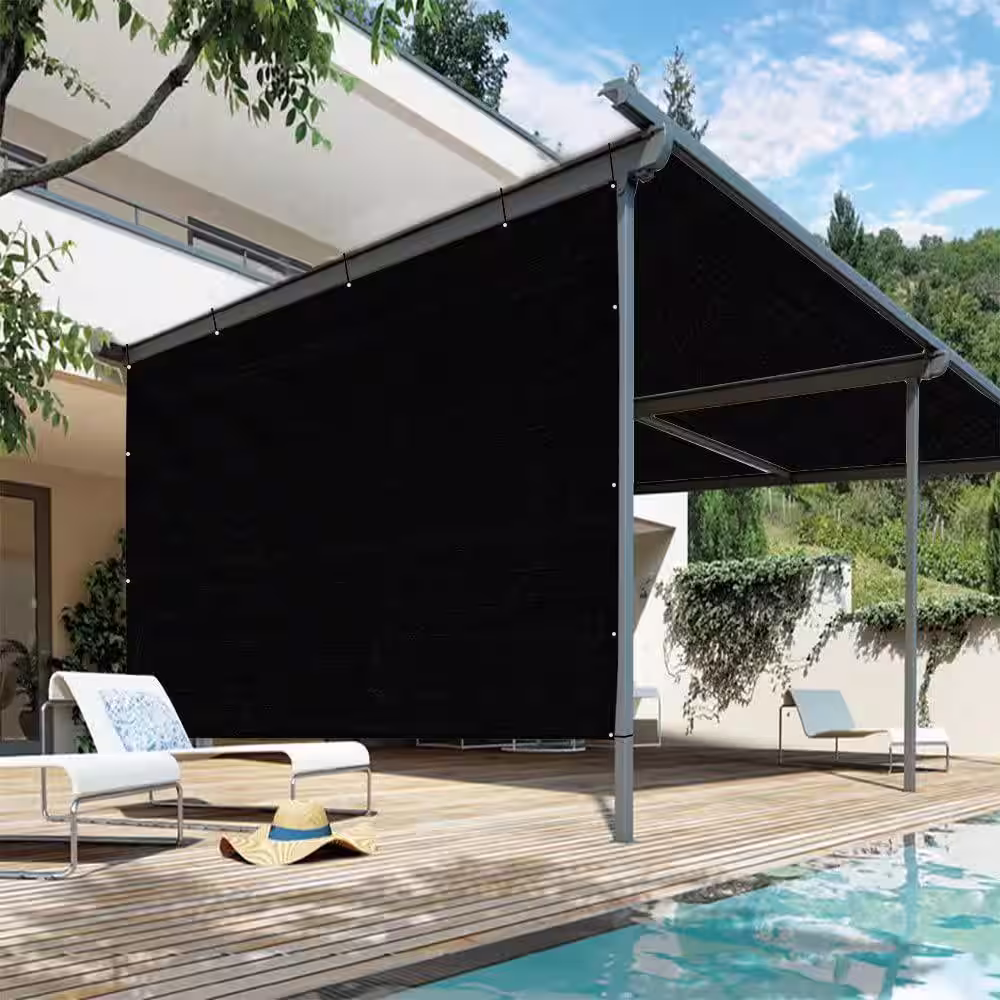 Shatex Outdoor Pergola Shade Cover Canopy for Patio Privacy Shade Screen Panel with Grommets on 2 Sidesï¼?0'x12', Black