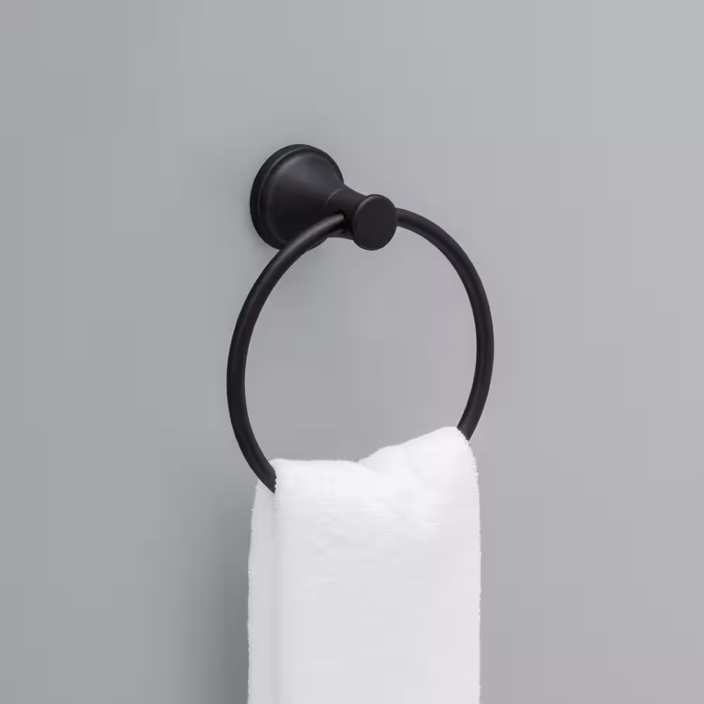 Delta Casara Wall Mount Round Closed Towel Ring Bath Hardware Accessory in Matte Black