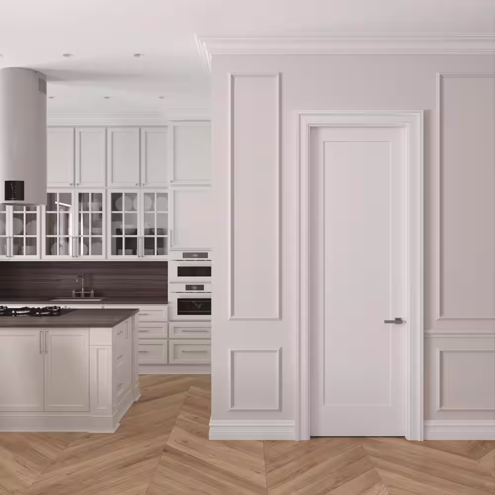 RESO 32 in.  x 96 in. Right-Handed Solid Core Primed White Composite Single Pre-hung Interior Door Oil Rubbed Bronze Hinges
