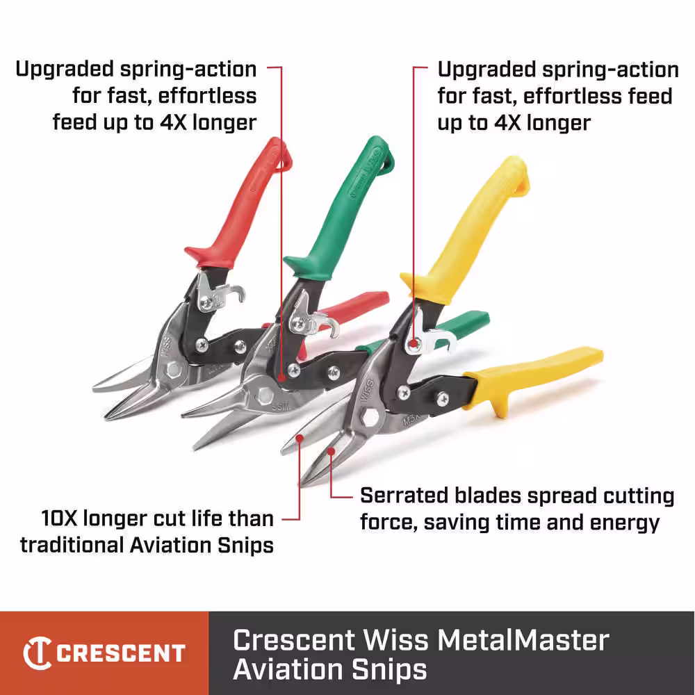 Wiss 9-3/4 in. Compound Action Straight and Left Cut Aviation Snips