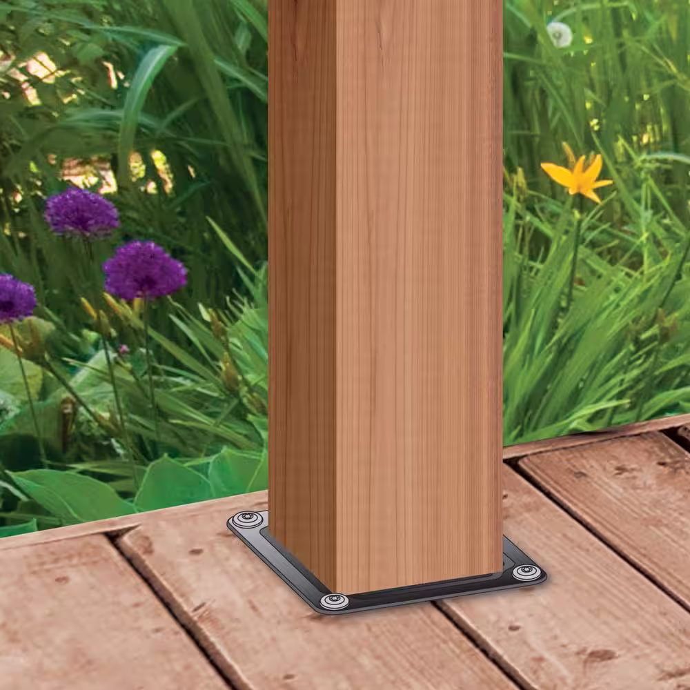 NUVO IRON 4 in. x 4 in. Black Wood Post Connector Plate (24-Pack)