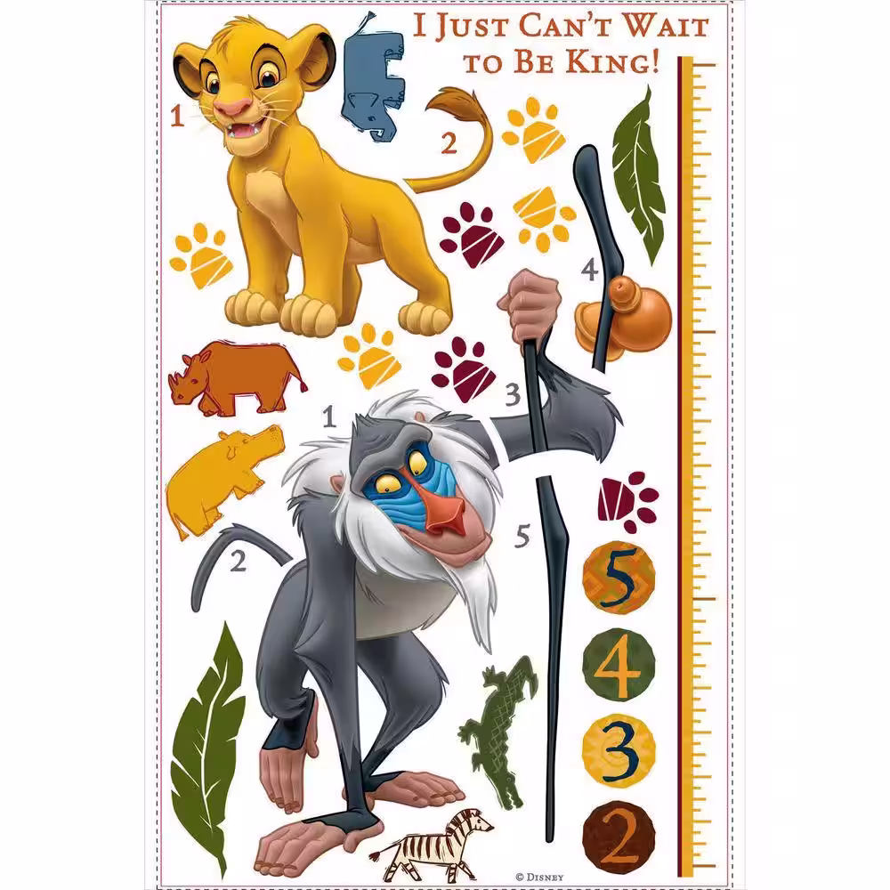 RoomMates The Lion King Rafiki Peel and Stick Giant Growth Chart Wall Decal
