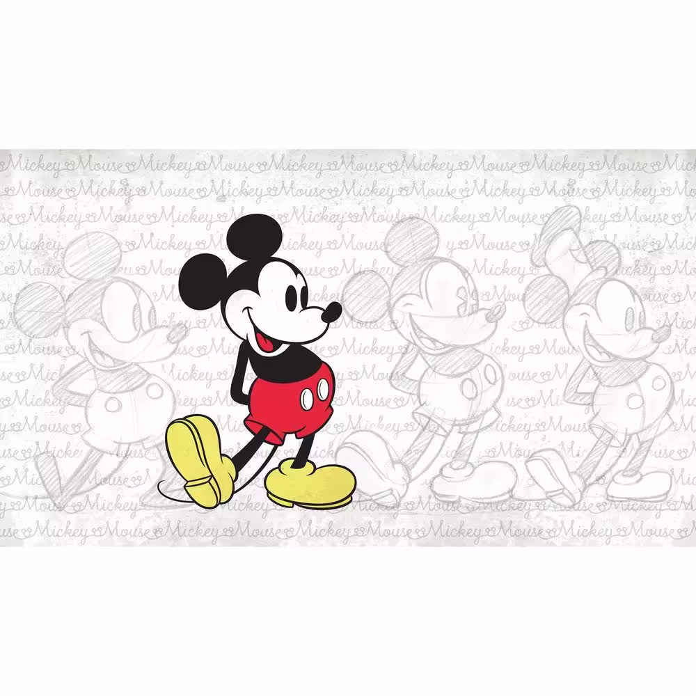 RoomMates 72 in. W x 126 in. H Classic Mickey XL Chair Rail 7-Panel Prepasted Wall Mural