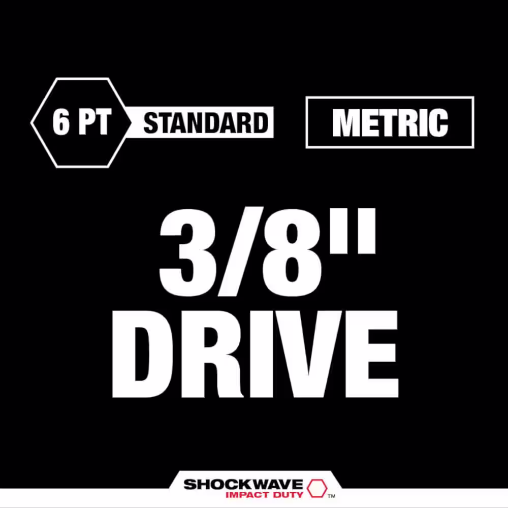 Milwaukee SHOCKWAVE 3/8 in. Drive Metric Standard 6 Point Impact Socket Set (6-Piece)