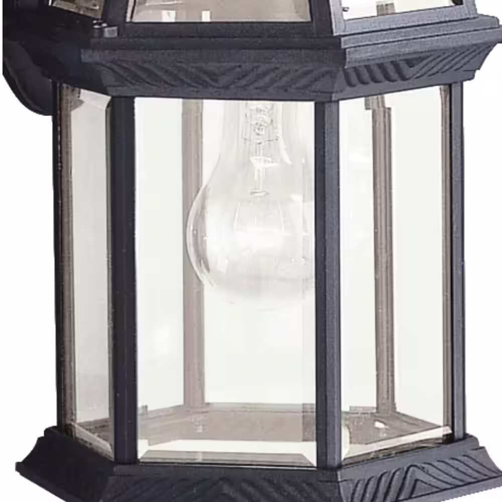 KICHLER Barrie 15.5 in. 1-Light Black Outdoor Hardwired Wall Lantern Sconce with No Bulbs Included (1-Pack)