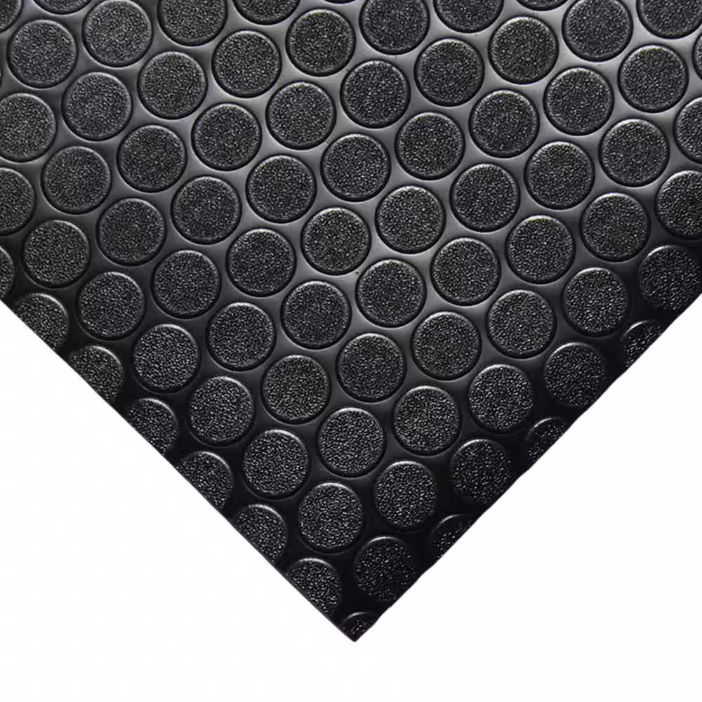 Rubber-Cal Coin Grip 4 ft. x 10 ft. Dark Grey Commercial Grade PVC Flooring